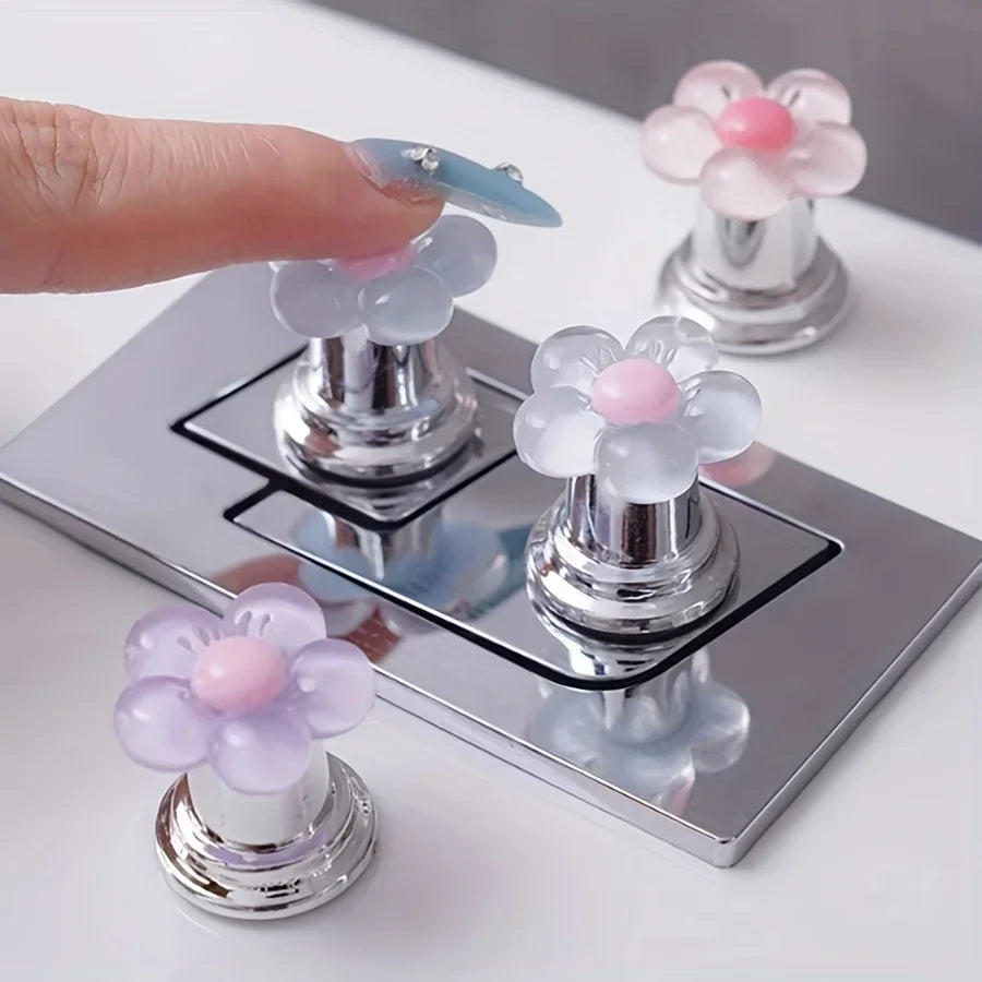 Puxador de Descarga Floral Essencial para Banheiro - Acessório de Banheiro Elegante, Design para Unhas Compridas, Fácil de Acionar