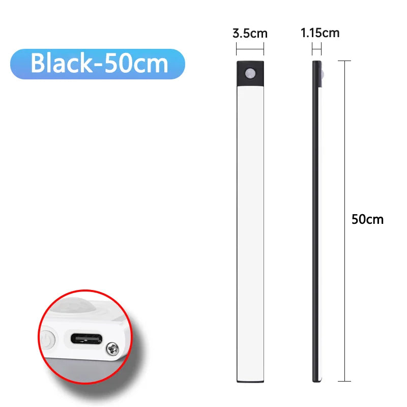 Luz noturna com sensor de movimento, luminária sem fio recarregável via USB, luzes LED para armários, cozinhas, quartos e guarda-roupas