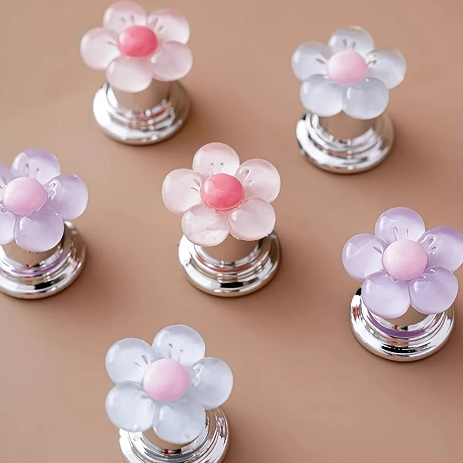 Puxador de Descarga Floral Essencial para Banheiro - Acessório de Banheiro Elegante, Design para Unhas Compridas, Fácil de Acionar