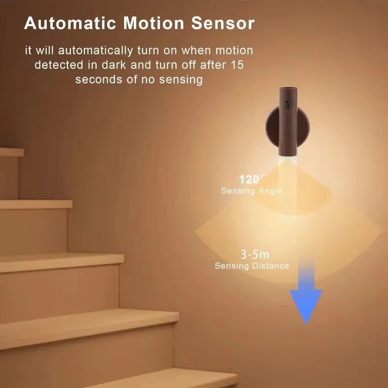 Luminária Noturna LED com Sensor de Movimento Inteligente Recarregável Magnética de Parede Portátil para Corredor, Quarto, Escadas, Banheiro, Armários e Decoração