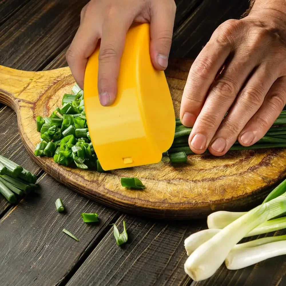 Cortador de vegetais manual tipo rolo para cebolinha com 6 lâminas de aço inoxidável, fatiador de ervas destacável, picador de salsinha e utensílios de cozinha