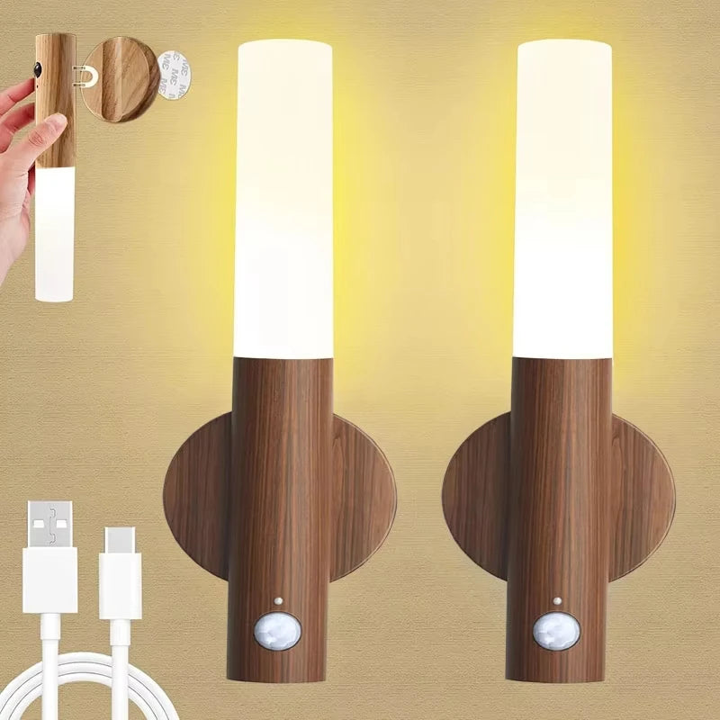 Luminária Noturna LED com Sensor de Movimento Inteligente Recarregável Magnética de Parede Portátil para Corredor, Quarto, Escadas, Banheiro, Armários e Decoração