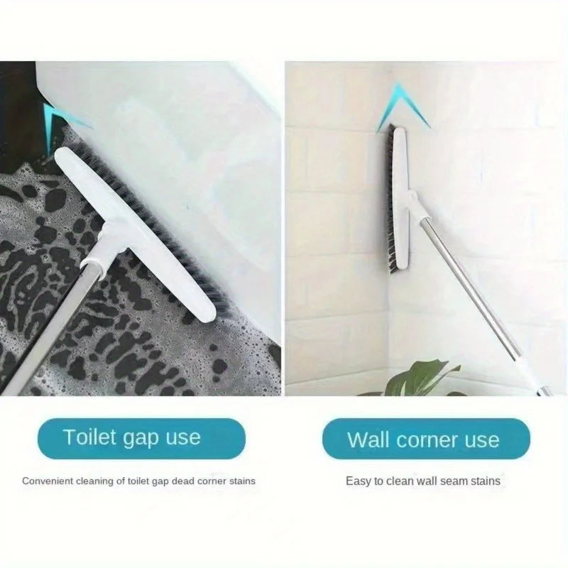 1 Escova de limpeza para piso de banheiro de hotel, escova com cerdas rígidas, escova de cabo longo para limpeza de banheira e azulejo, que alcança todos os cantos