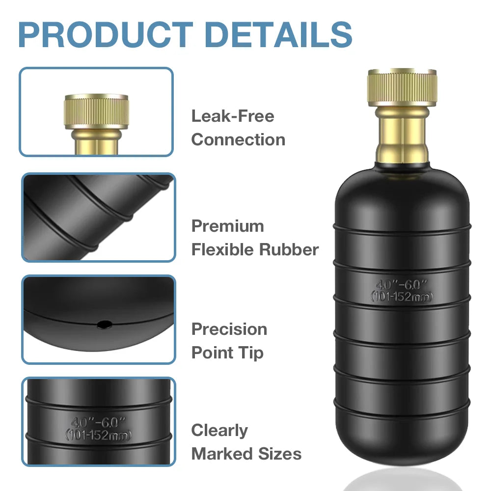 Ferramenta de Limpeza de Drenos, Ferramenta para Desentupir Canos, para Canos de 1"-6", Bolsas de Borracha para Drenos, Usada para Desentupir Banheiros, Pias e Tubulações de Esgoto