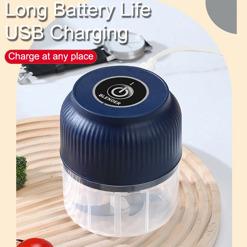 Mini processador de alimentos elétrico sem fio de 250ml, recarregável via USB, triturador de alho para utensílios de cozinha