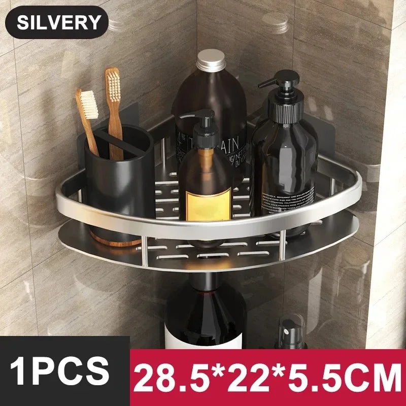 No-Drill Aluminum Shower & Kitchen Shelf