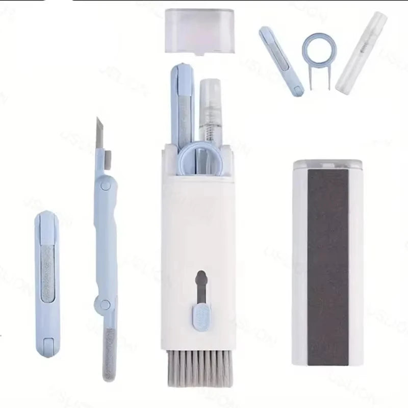 Kit de limpeza 7 em 1 para teclado de computador com caneta de limpeza para fones de ouvido e extrator de teclas - Conjunto completo de ferramentas de limpeza para teclado