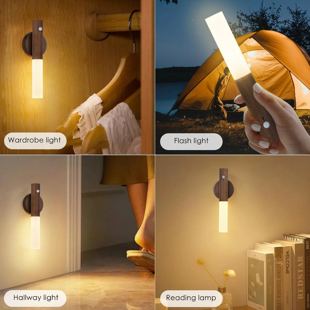Luz Noturna LED com Sensor de Movimento Inteligente Recarregável Luminária de Parede Magnética Portátil para Corredor Quarto Escadas Banheiro Armários Decoração