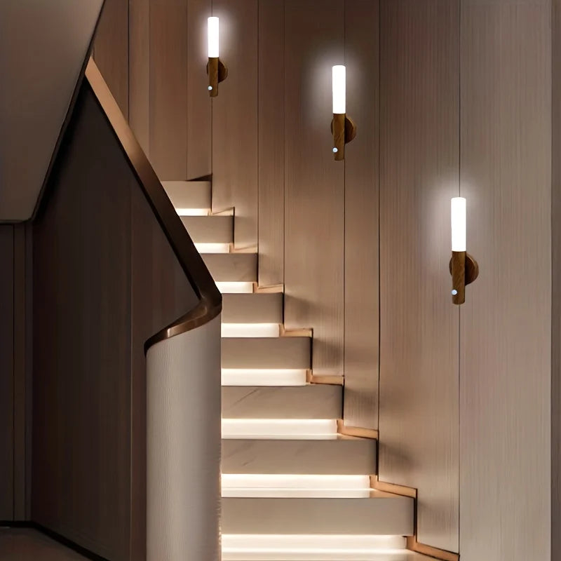 Luz Noturna LED com Sensor de Movimento Inteligente Recarregável Luminária de Parede Magnética Portátil para Corredor Quarto Escadas Banheiro Armários Decoração