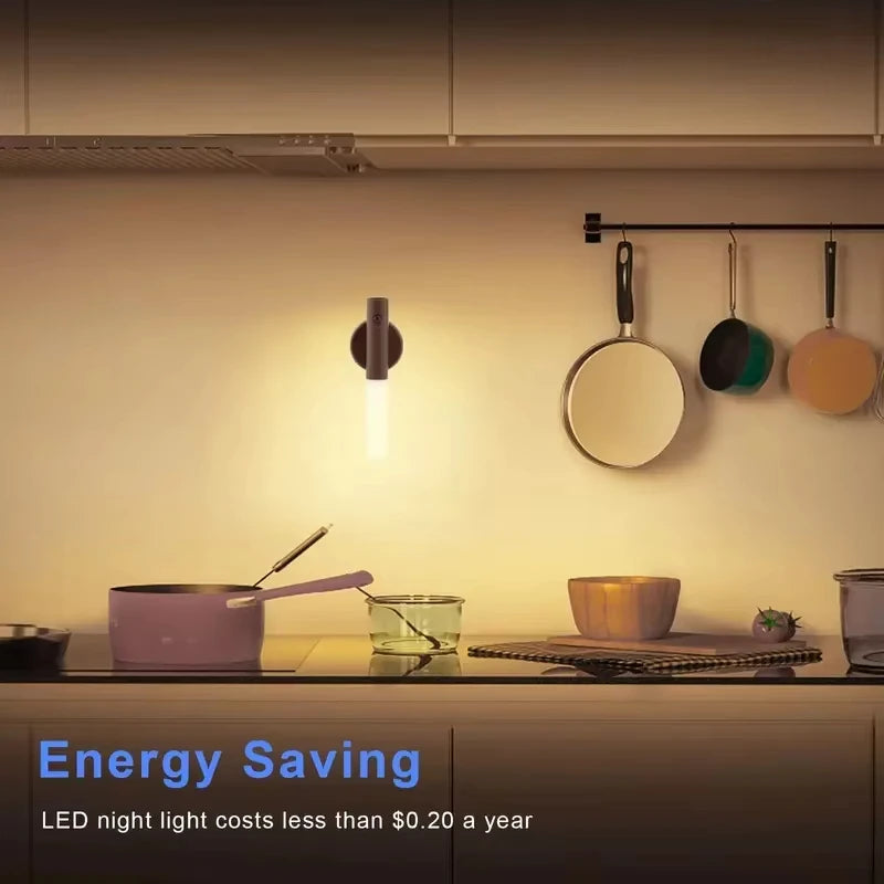 Luminária Noturna LED com Sensor de Movimento Inteligente Recarregável Magnética de Parede Portátil para Corredor, Quarto, Escadas, Banheiro, Armários e Decoração