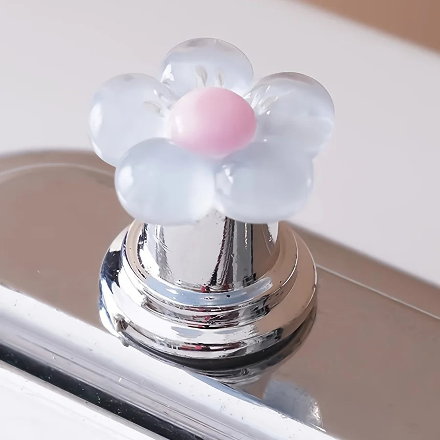 Puxador de Descarga Floral Essencial para Banheiro - Acessório de Banheiro Elegante, Design para Unhas Compridas, Fácil de Acionar