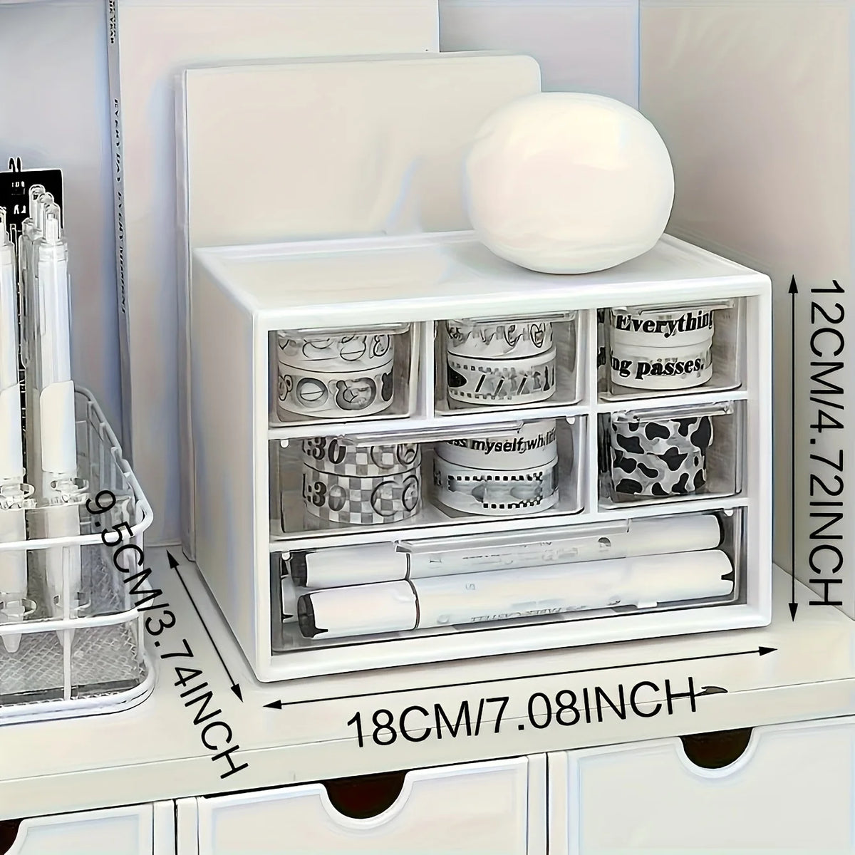 Organizador de Mesa com Seis Gavetas - Recipiente Espaçoso e Multifuncional, Perfeito para Materiais de Escritório, Papelaria e Itens Essenciais para Dormitório