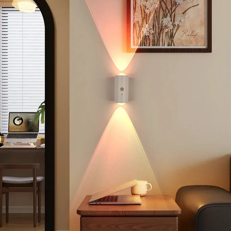 Luminária de Parede LED com Sensor Inteligente, Iluminação Ambiente RGB, Recarregável, Magnética, Luz de Pôr do Sol para Quarto, Corredor, Escadas e Luz Noturna