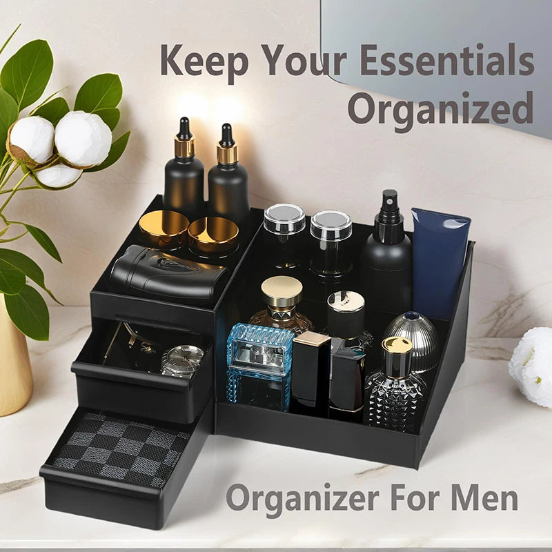 Organizador de bancada para banheiro com gavetas, organizador de colônia para homens, suporte de colônia para cômoda, expositor de perfumes,