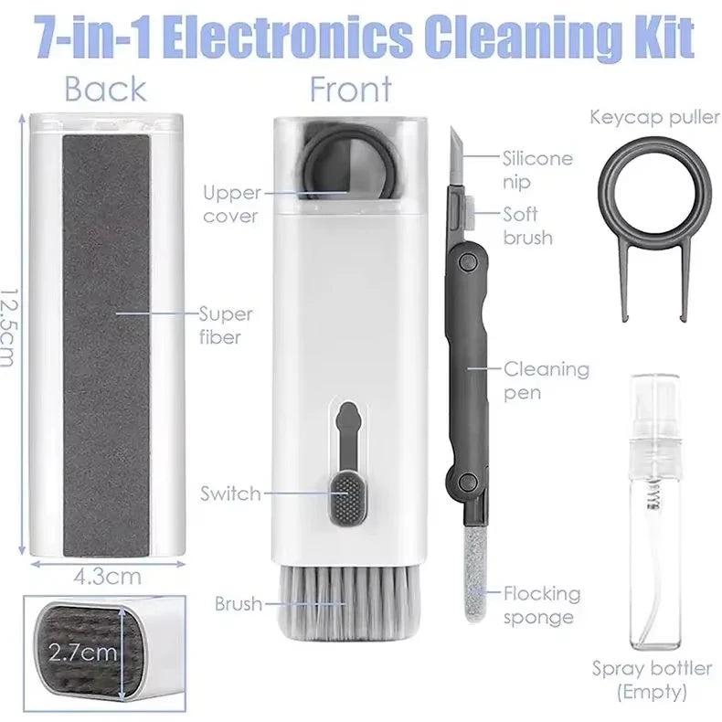 Kit de limpeza 7 em 1 para teclado de computador com caneta de limpeza para fones de ouvido e extrator de teclas - Conjunto completo de ferramentas de limpeza para teclado