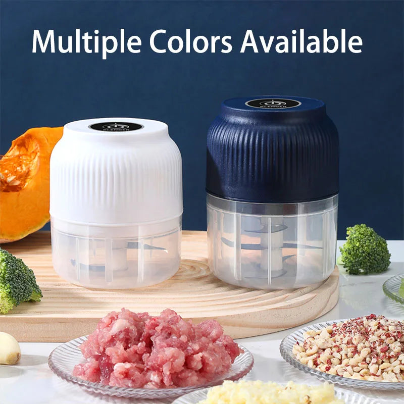 Mini processador de alimentos elétrico sem fio de 250ml, recarregável via USB, triturador de alho para utensílios de cozinha