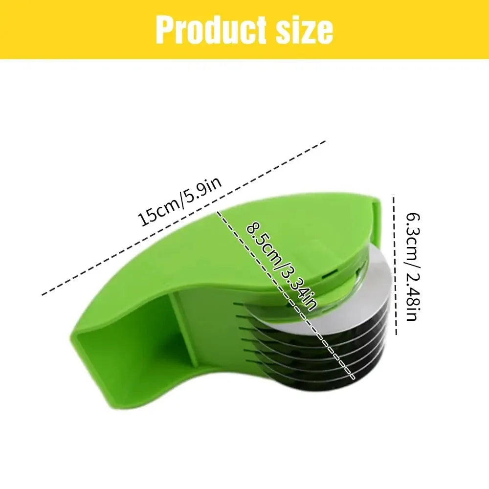 Cortador de vegetais manual tipo rolo para cebolinha com 6 lâminas de aço inoxidável, fatiador de ervas destacável, picador de salsinha e utensílios de cozinha
