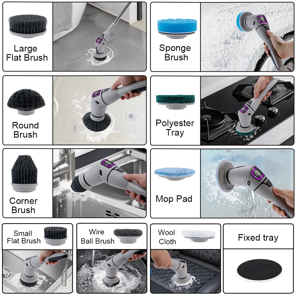 10-in-1 Wireless Electric Spin Scrubber
