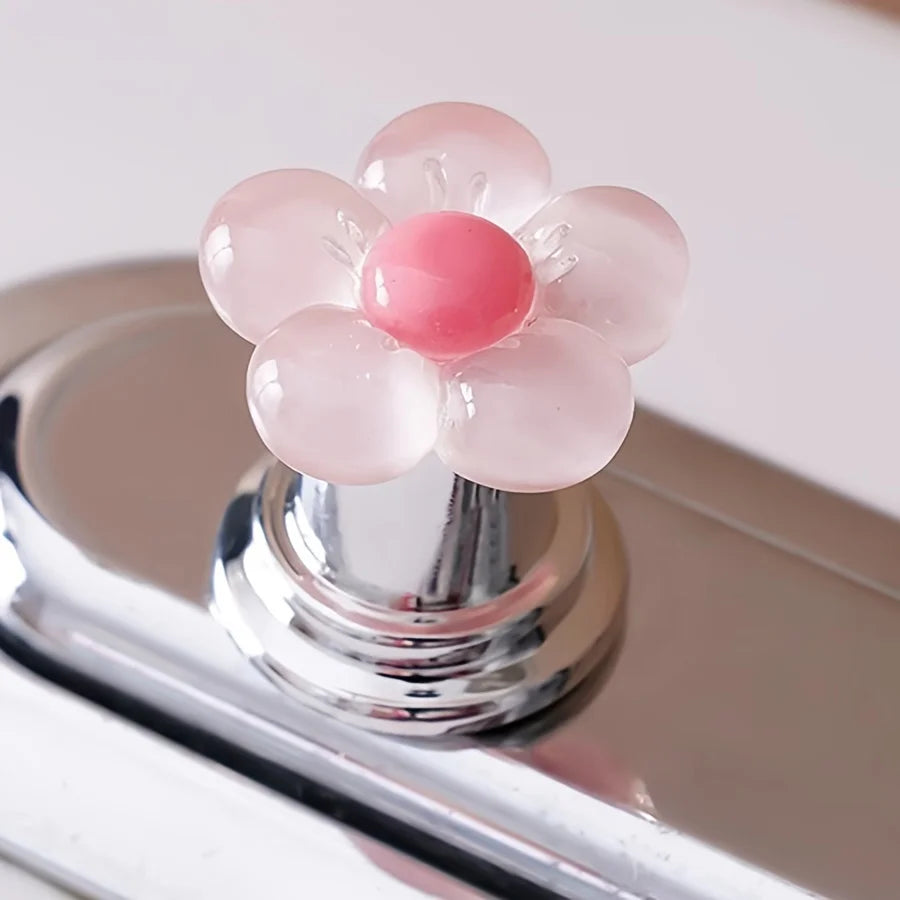 Puxador de Descarga Floral Essencial para Banheiro - Acessório de Banheiro Elegante, Design para Unhas Compridas, Fácil de Acionar