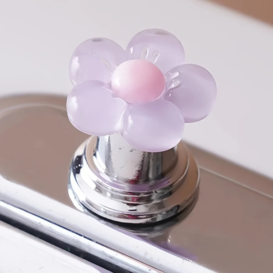 Puxador de Descarga Floral Essencial para Banheiro - Acessório de Banheiro Elegante, Design para Unhas Compridas, Fácil de Acionar