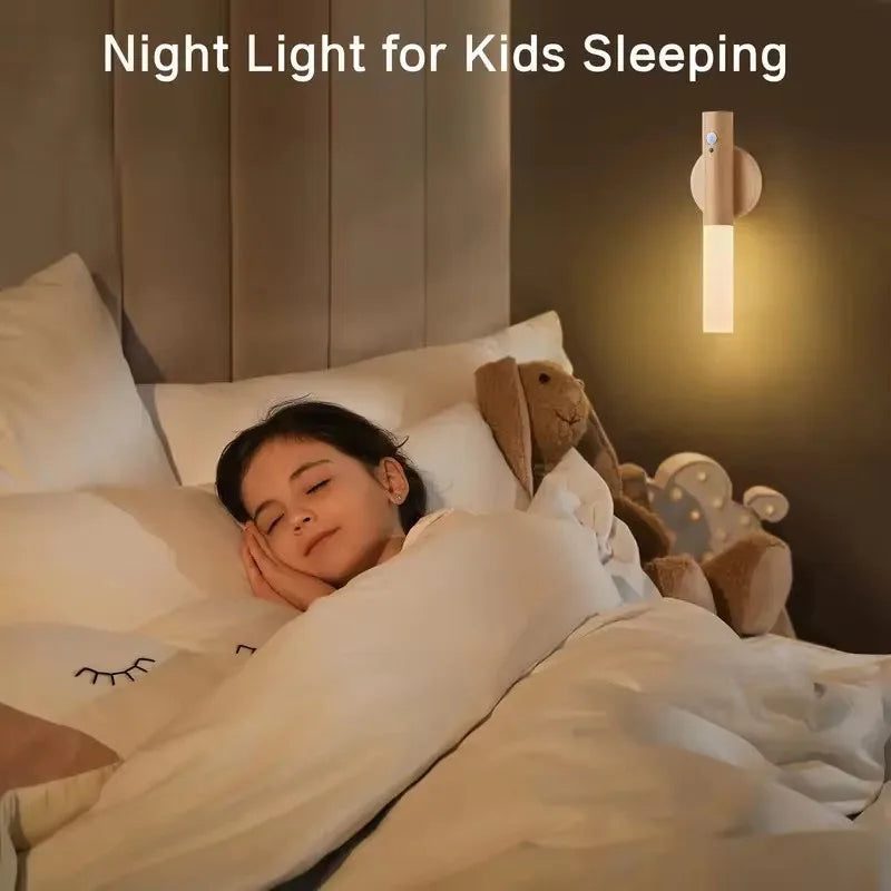 Luz Noturna LED com Sensor de Movimento Inteligente Recarregável Luminária de Parede Magnética Portátil para Corredor Quarto Escadas Banheiro Armários Decoração