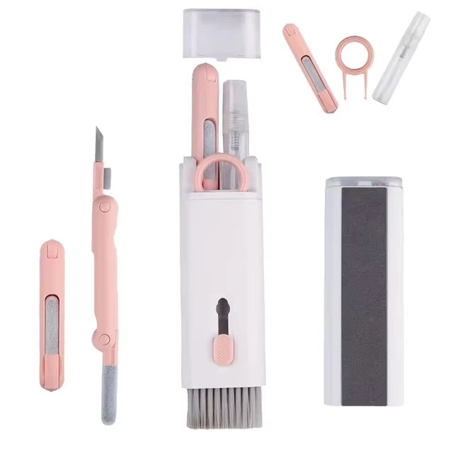 Kit de limpeza 7 em 1 para teclado de computador com caneta de limpeza para fones de ouvido e extrator de teclas - Conjunto completo de ferramentas de limpeza para teclado