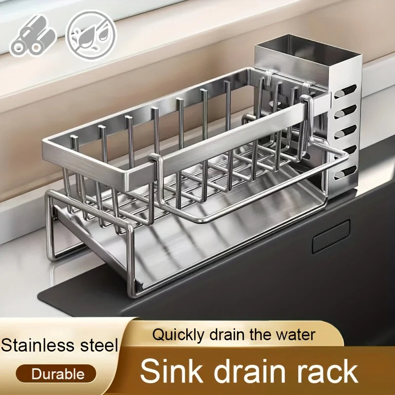 Stainless Steel Sink Cleaning Tools Rack