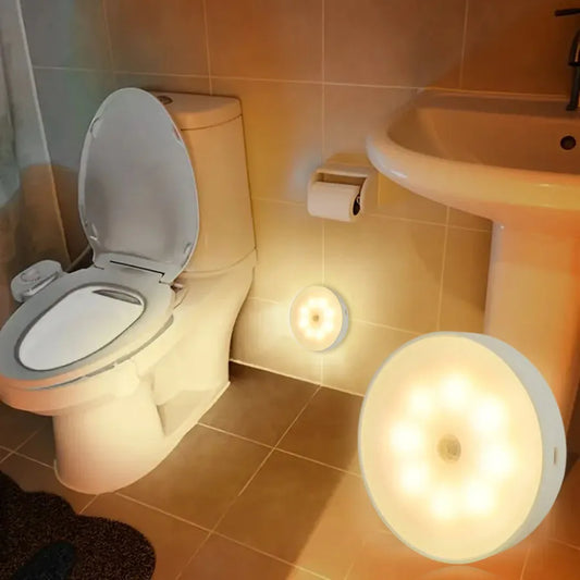 Luz Noturna de LED Inteligente com Sensor de Movimento, Luminária de Cabeceira Recarregável via USB para Sala de Estar, Corredor, Passagem, Banheiro, Iluminação Residencial
