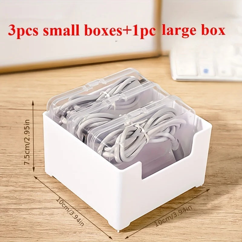 Cable Organizer Boxes - Desktop Cable Management, Charging and Accessories Organizer, Desk & Drawer Organizer for Home Storage