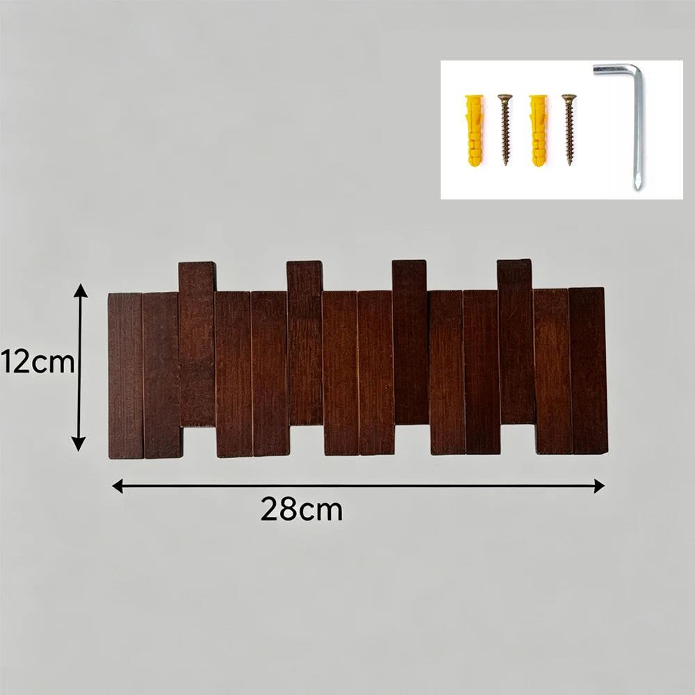 Wall Mounted Wooden Hook with 4/6 Hooks Foldable Coat Racks Art Entry Porch Wall Hanging Door Hook Key Clothes Hanger Home Decor