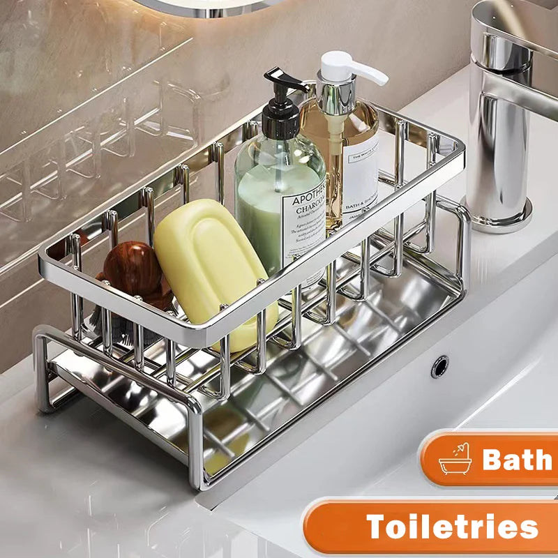 Stainless Steel Sink Cleaning Tools Rack