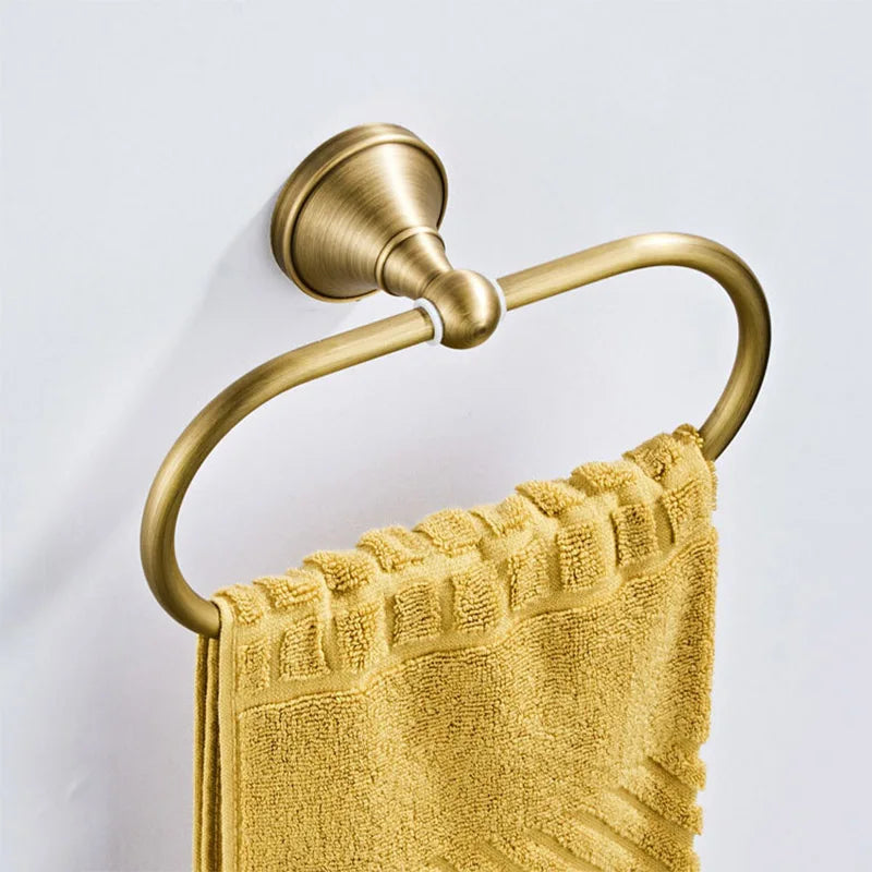 Conjunto de Acessórios para Banheiro de Latão Maciço de Luxo: Toalheiro, Suporte para Papel, Argola para Toalha, Gancho para Roupão - Conjunto de Banheiro Moderno Completo