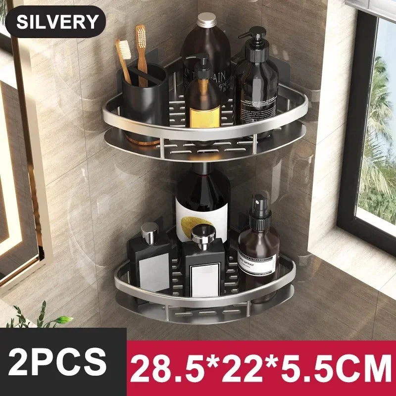 No-Drill Aluminum Shower & Kitchen Shelf