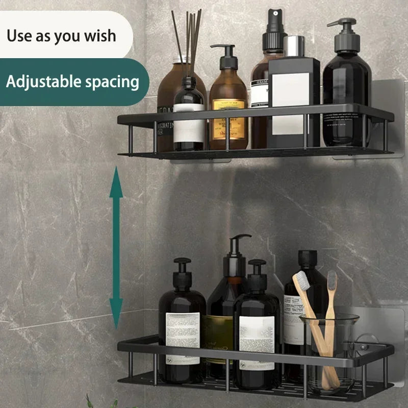 No-Drill Aluminum Shower & Kitchen Shelf