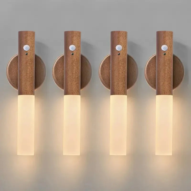 Luz Noturna LED com Sensor de Movimento Inteligente Recarregável Luminária de Parede Magnética Portátil para Corredor Quarto Escadas Banheiro Armários Decoração