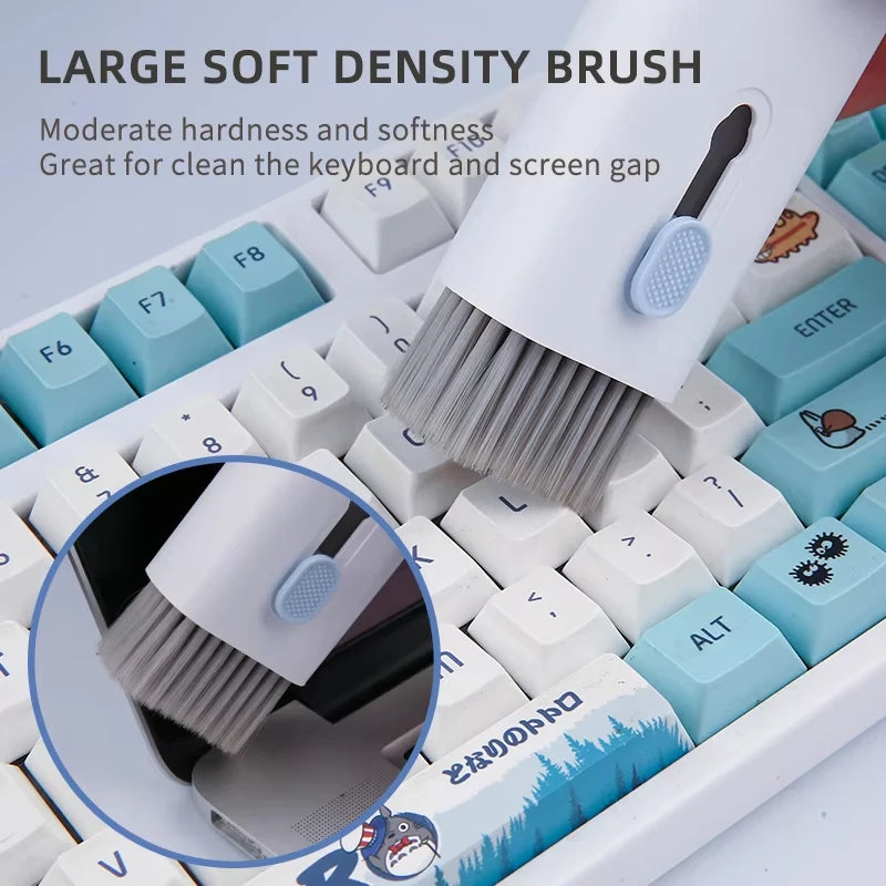 Kit de limpeza 7 em 1 para teclado de computador com caneta de limpeza para fones de ouvido e extrator de teclas - Conjunto completo de ferramentas de limpeza para teclado