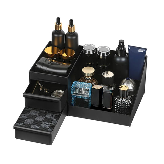 Organizador de bancada para banheiro com gavetas, organizador de colônia para homens, suporte de colônia para cômoda, expositor de perfumes,