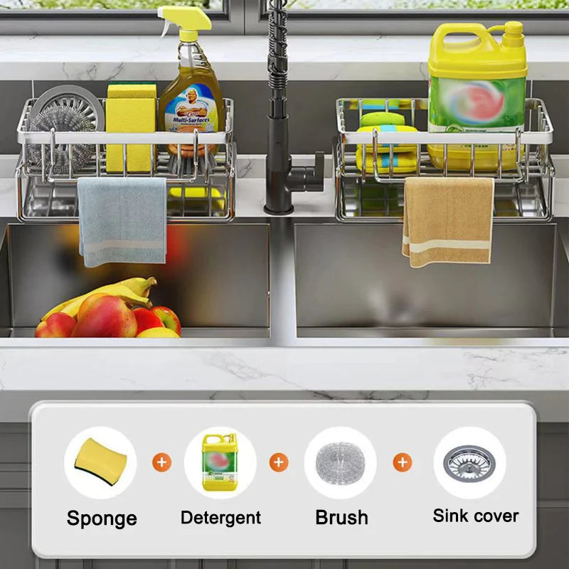 Stainless Steel Sink Cleaning Tools Rack