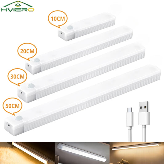 Luzes Noturnas com Sensor de Movimento, Luminária LED Sem Fio, Recarregável via USB, Magnética para Guarda-roupa, Quarto, Closet, Cozinha, Corredor, Tubo com Detector