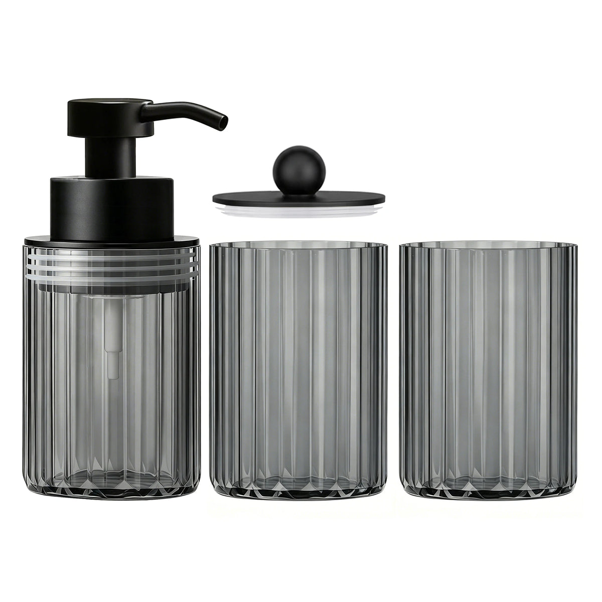 Conjunto de Acessórios para Banheiro de 3 peças, Dispenser de Sabonete Líquido para Bancada, Porta-Algodão e Copo, Kit Elegante para Presente de Casa Nova