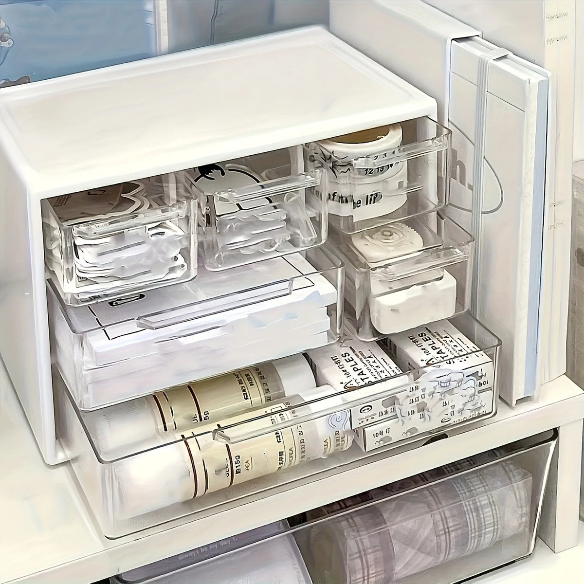 Organizador de Mesa com Seis Gavetas - Recipiente Espaçoso e Multifuncional, Perfeito para Materiais de Escritório, Papelaria e Itens Essenciais para Dormitório
