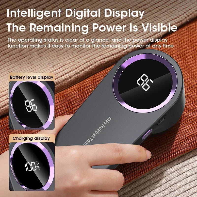 LED Digital USB Rechargeable Fabric Shaver