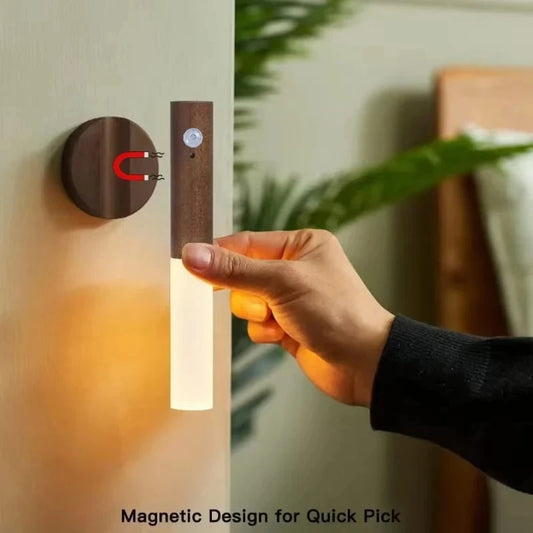 Luminária Noturna LED com Sensor de Movimento Inteligente Recarregável Magnética de Parede Portátil para Corredor, Quarto, Escadas, Banheiro, Armários e Decoração
